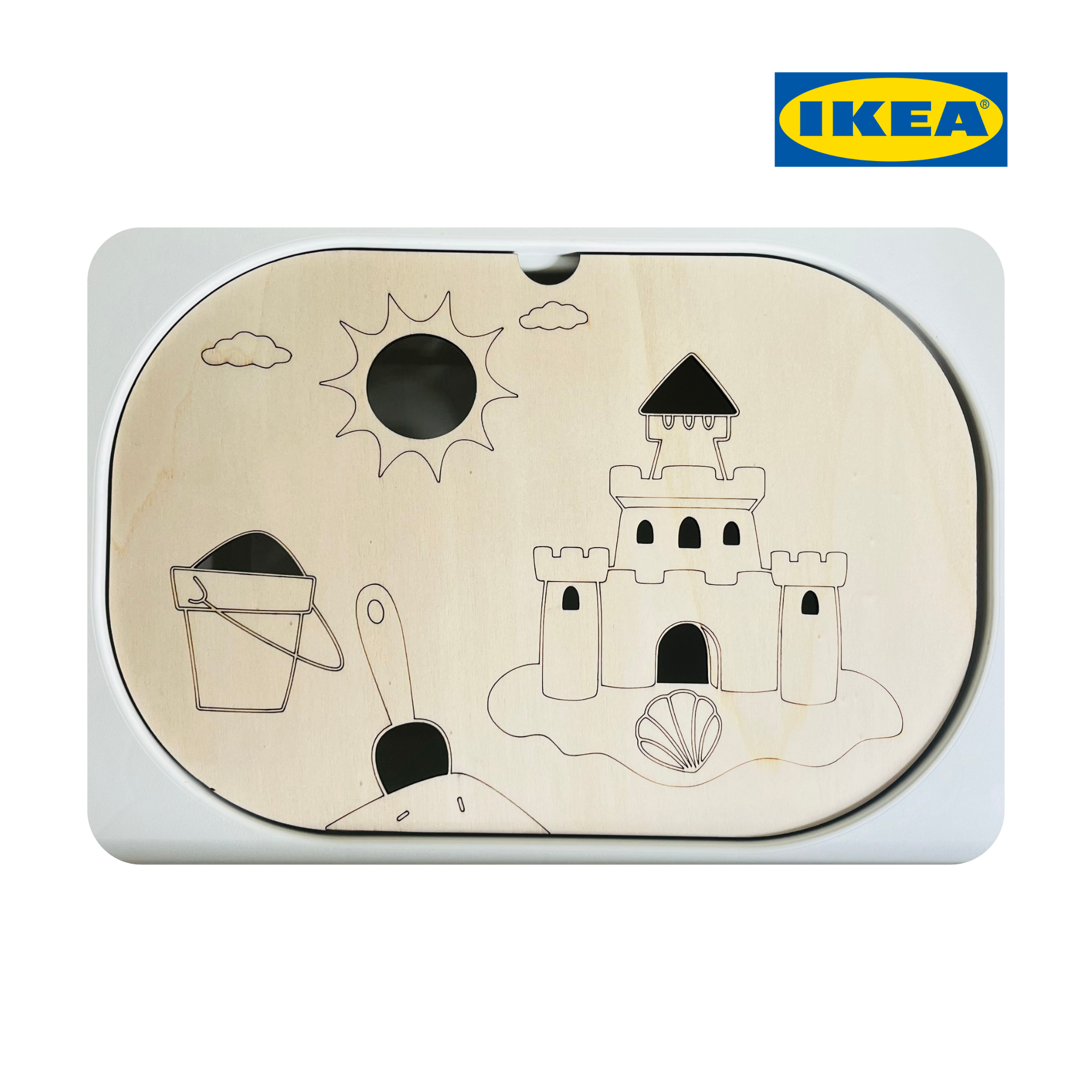 Houten speeldeksel zandkasteel | Compatibel met IKEA bakken ☀️🌊